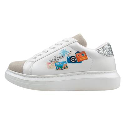 Sneaker DOGO "Verona Low-Top Sneaker Travel Collage Damen Sneaker", Damen, Gr. 37, Normalschaft, weiß, Lederimitat, Schuhe Sneaker, Handgefertigt