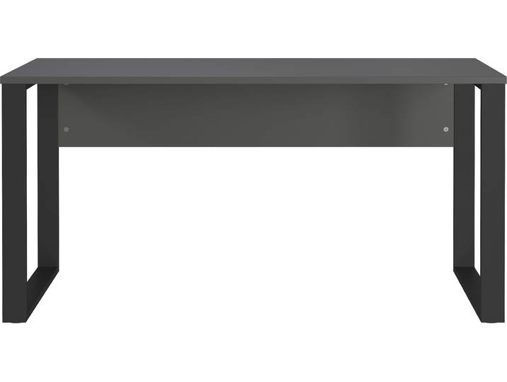 Schreibtisch GERMANIA GW-Rovigo , grau (graphit, schwarz, schwarz, graphit), B:150cm H:74cm T:60cm, Tische, Schreibtisch, mit Blende, frei in den Raum stellbar, Breite 150 cm, Made in Germany