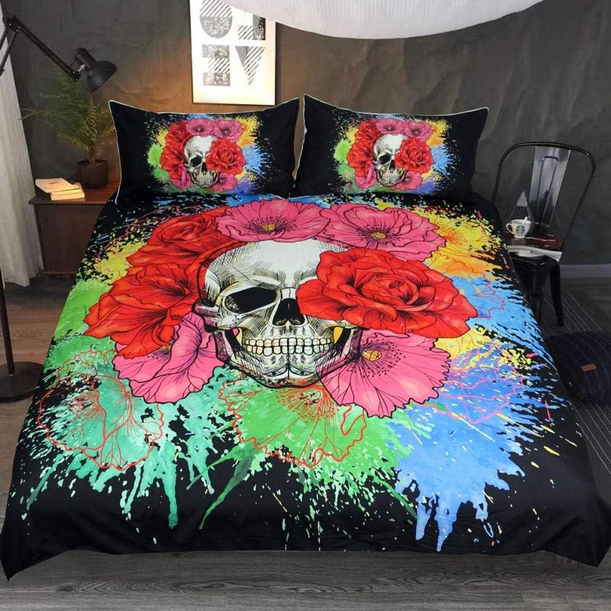 Dekbedovertrek Set met Kussensloop Bloementuin - Anti-rimpel Stof - 203 x 228 cm