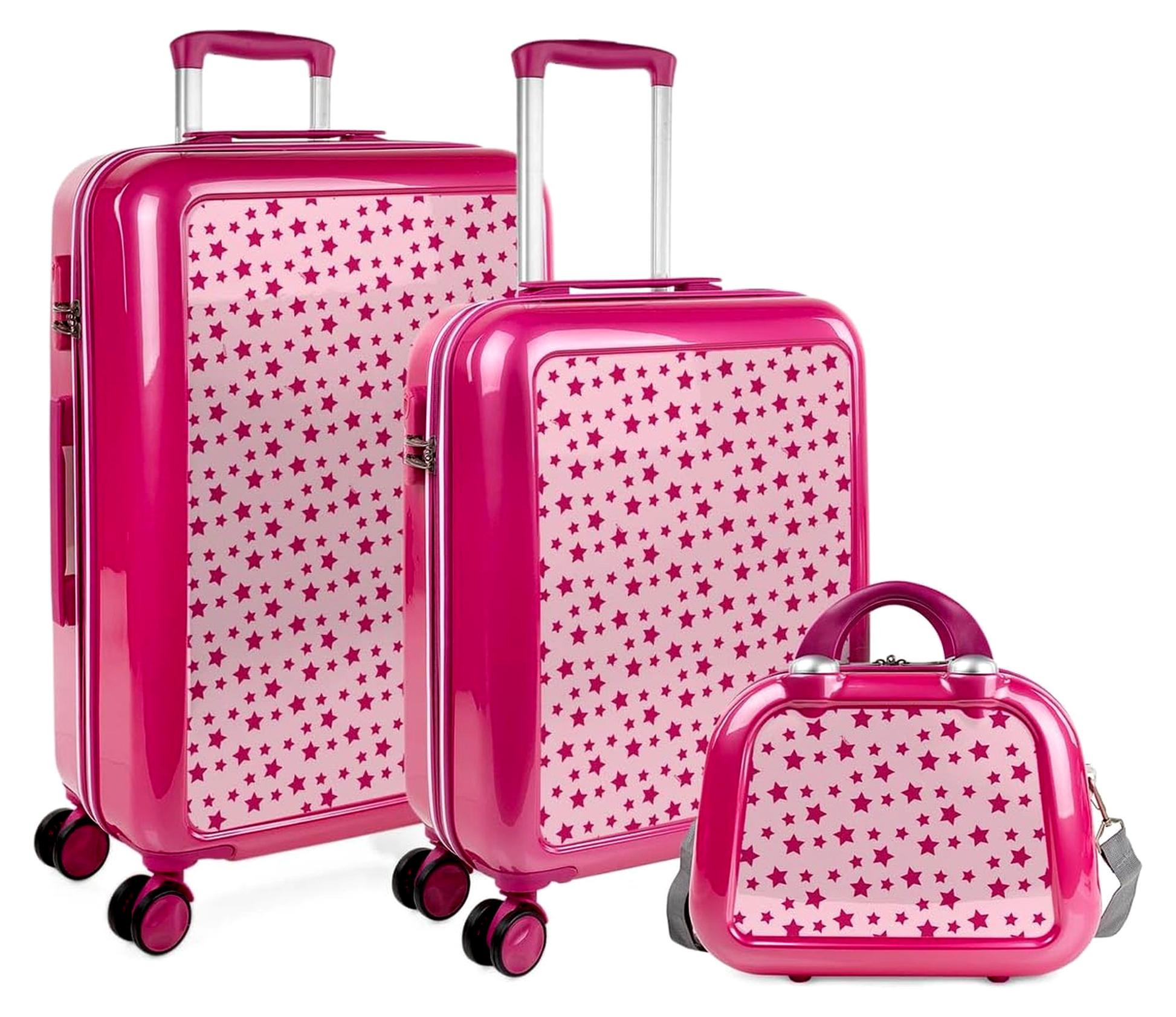 Leicht Koffer Set Polycarbonat Reisekoffer Set für Flugreisen - Dauerhaft Hartschalenkoffer Set - Kofferset Hartschale mit TSA Kombinationsschloss - Robuster und Leichter Reisekoffers, Fuchsia