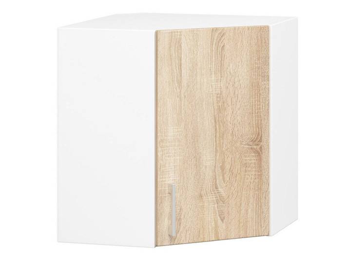 Eck-Hängeschrank – LIMA – W60/60N, Weiß / Sonoma Eiche Matt