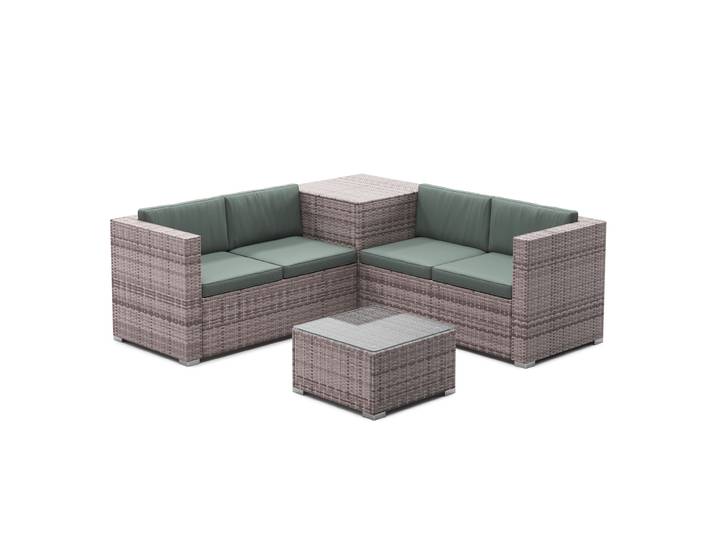Rattanlounge SAN MARINO graubraun/grün