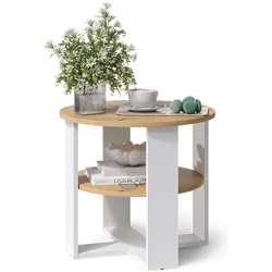 Vicco, Couchtisch + Beistelltisch, Couchtisch Romeo, Weiss/Artisan-Eiche, 53 x 53 cm (53 x 53 x 47 cm)