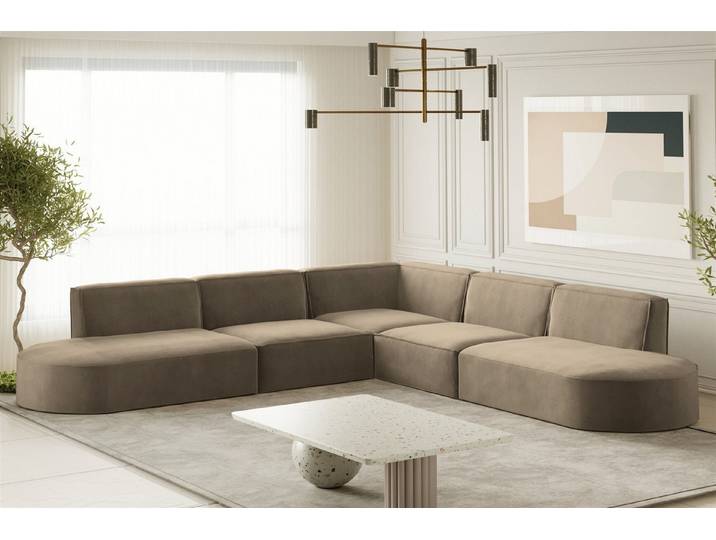 Fun Möbel Ecksofa Designersofa PALMA Seite Universal in Stoff Noel und Scala, Rundumbezug, Kann links oder rechts in Raum platziert werden