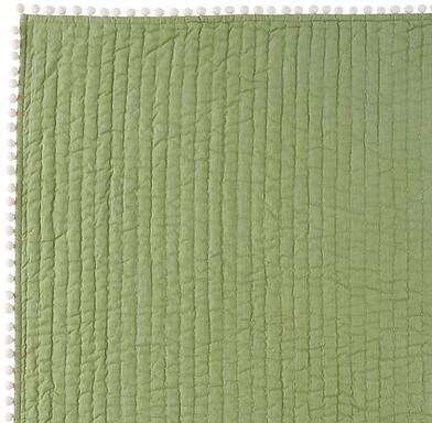 Audree Pom Pom Quilt - Sage, Twin - Ballard Designs