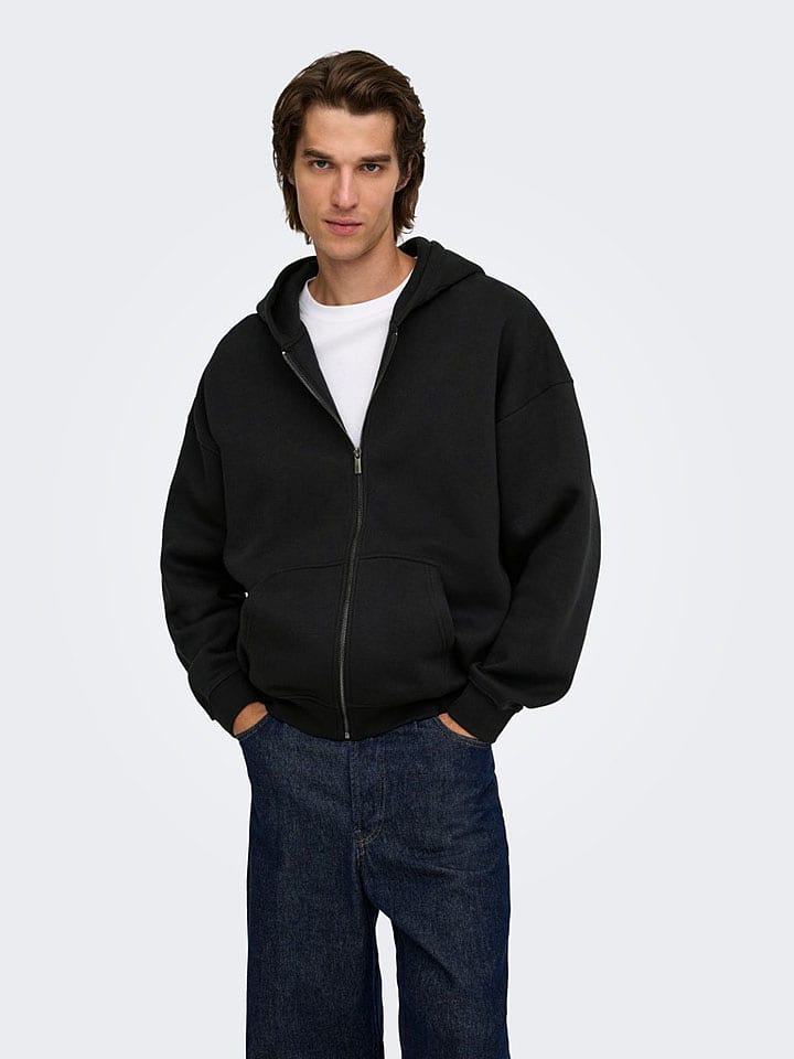 ONLY & SONS Sweatjacke in Schwarz - M