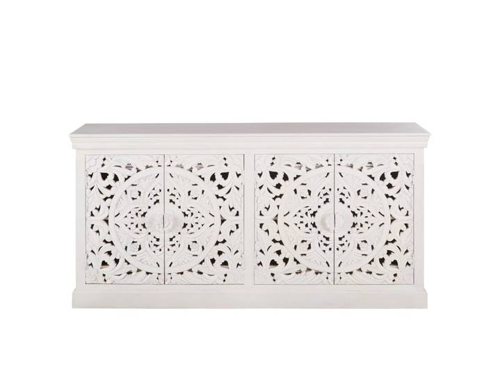 Buffet enfilade en bois de manguier massif blanc, L180 cm