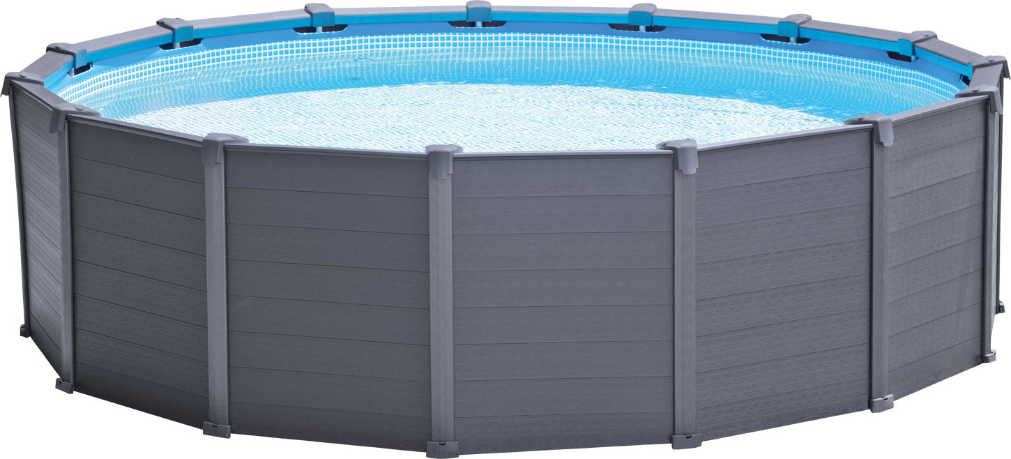 Intex 26384NP, Gerahmter Pool, Kind & Erwachsener, Leiter, Blau, Graphit