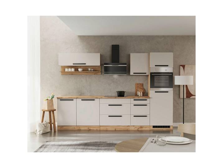 Held Küchenleerblock Aveiro, Kaschmir, Eiche Wotan, 5 Schublade(n) Schubladen, nur wie online abgebildet bestellbar, seitenverkehrt montierbar, 300 cm, rechts aufbaubar, links aufbaubar, Küchen, Küchenzeilen & Küchenblöcke, Küchenzeilen ohne Geräte