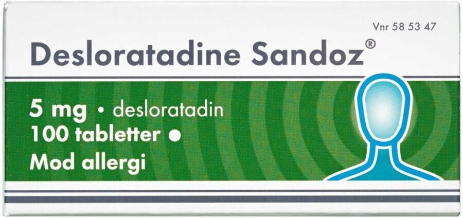 Desloratadine "Sandoz" 5 mg 100 stk Filmovertrukne tabletter