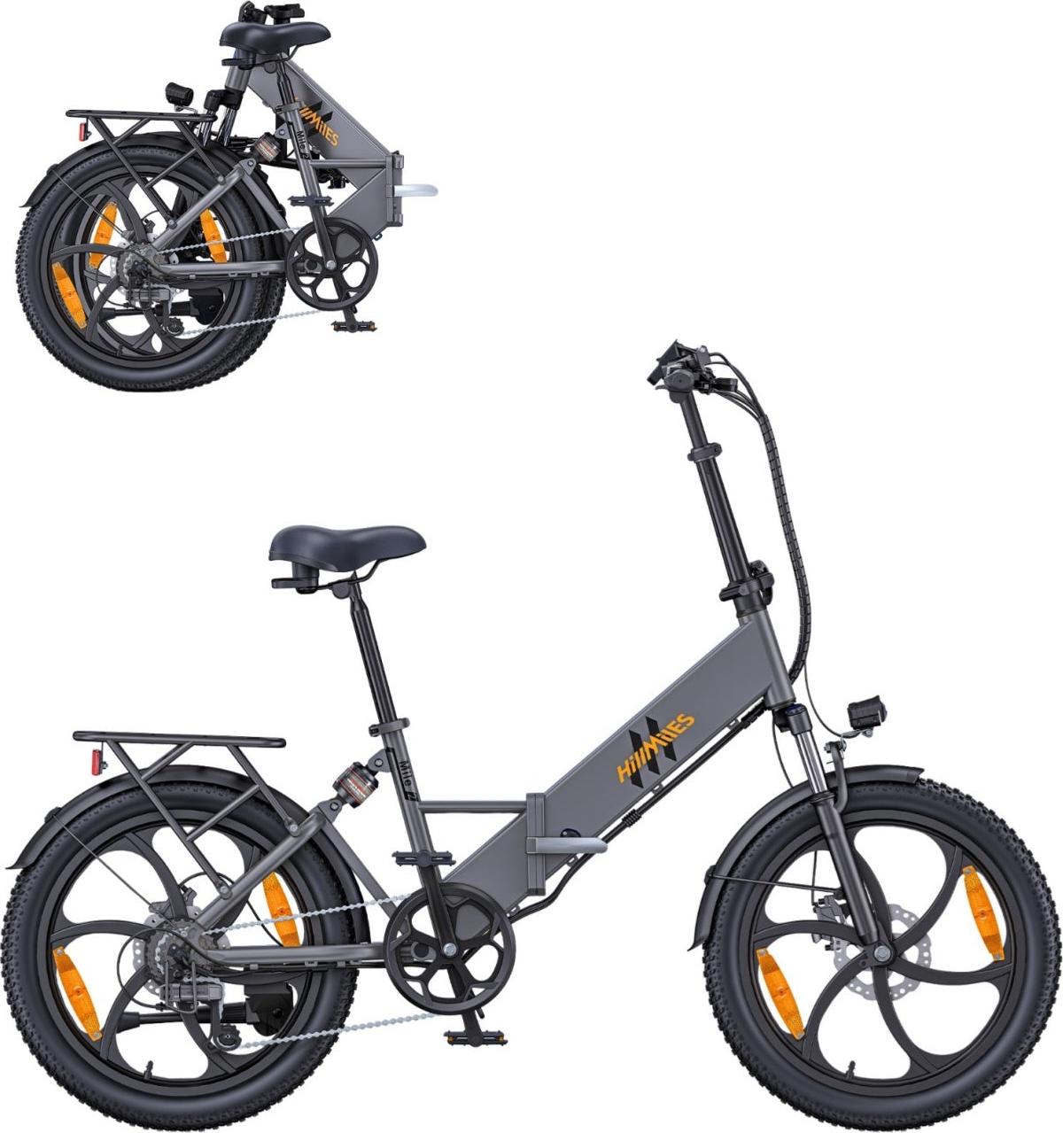 Elektrisches Fahrrad HillMiles Mile 2 - 36V13AhAkku 20Zoll Räder hydraulische Doppelbremsen - Grau