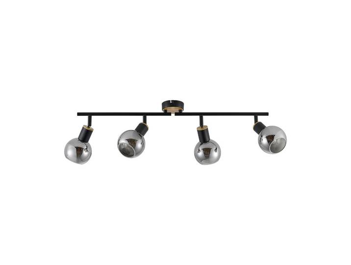 Novel Strahler Merope, Schwarz, Eschefarben, Metall, Glas, Uni, länglich, 10x18x70 cm, RoHS, CE, drehbar, verstellbare Spotlights, Lampen & Leuchten, Innenbeleuchtung, Spots & Strahler, Deckenspots
