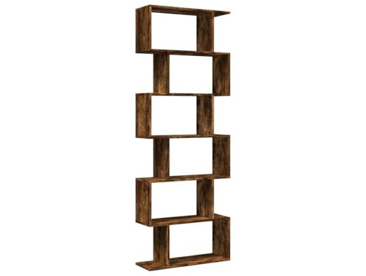Regal, 6 Ebenen, Holz, 70 x 24 x 193 cm, Rauchgrau Geometrisches Design, versetzte Aufbewahrung, Wandbefestigung im Lieferumfang enthalten, einfache Pflege, robustes Holz