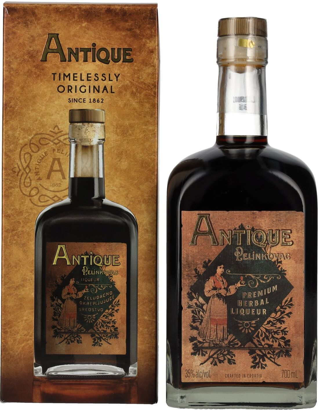 Badel Antique Pelinkovac Premium Herbal Liqueur 35% Vol. 0,7l in Geschenkbox
