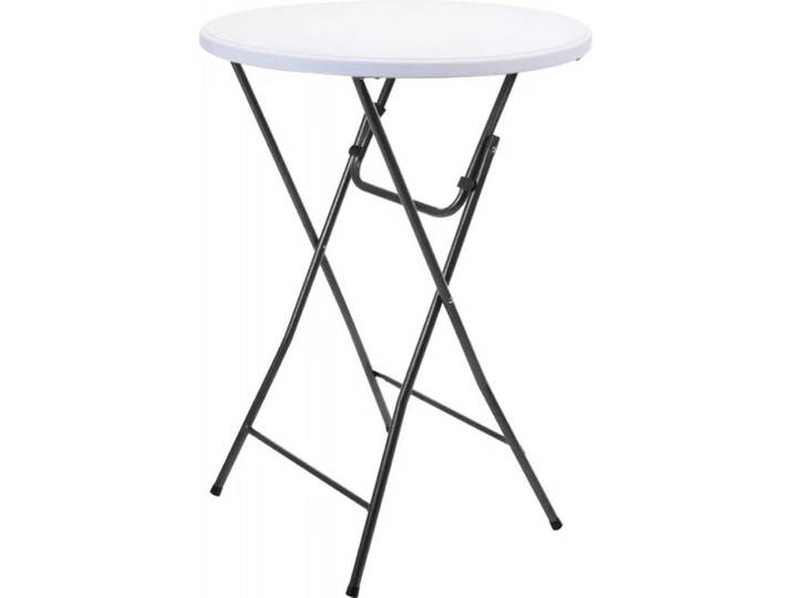 Table De Jardin Ronde. Pliable En Polyéthylène. Couleur: Blanche ø80x110cm Progarden
