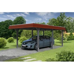 Skan Holz Wendland - Walmdach Carport aus Leimholz Breite 362 cm Holzcarport