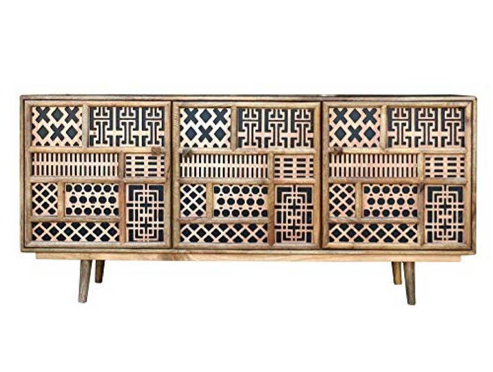 invicta INTERIOR Massives Sideboard MARRAKESCH 160cm Mangoholz mit Verzierung Boho Stil Kommode Holzkommode Anrichte