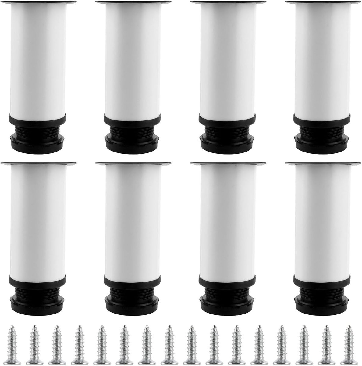 8 Stuks Verstelbare Meubelpoten van RVS, Rond, Ø 50 mm, Hoogte: 120 mm