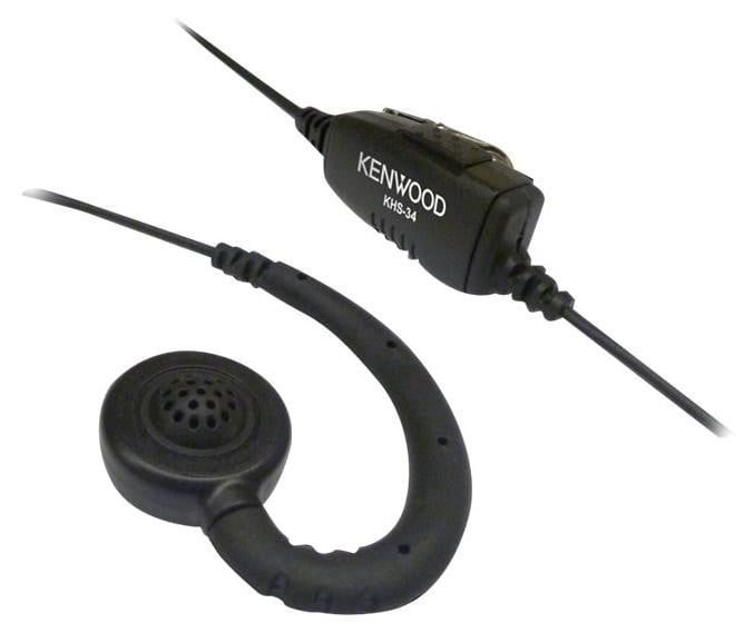 Kenwood KHS-34 oordopjes met oorhaak, microfoon en inline PTT-knop