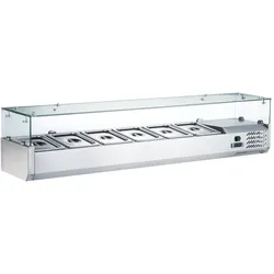 Kühlaufsatzvitrine für Zutaten für 6 Behälter GN 1/4 mit professionellem Glasdeckel - Gasfrit