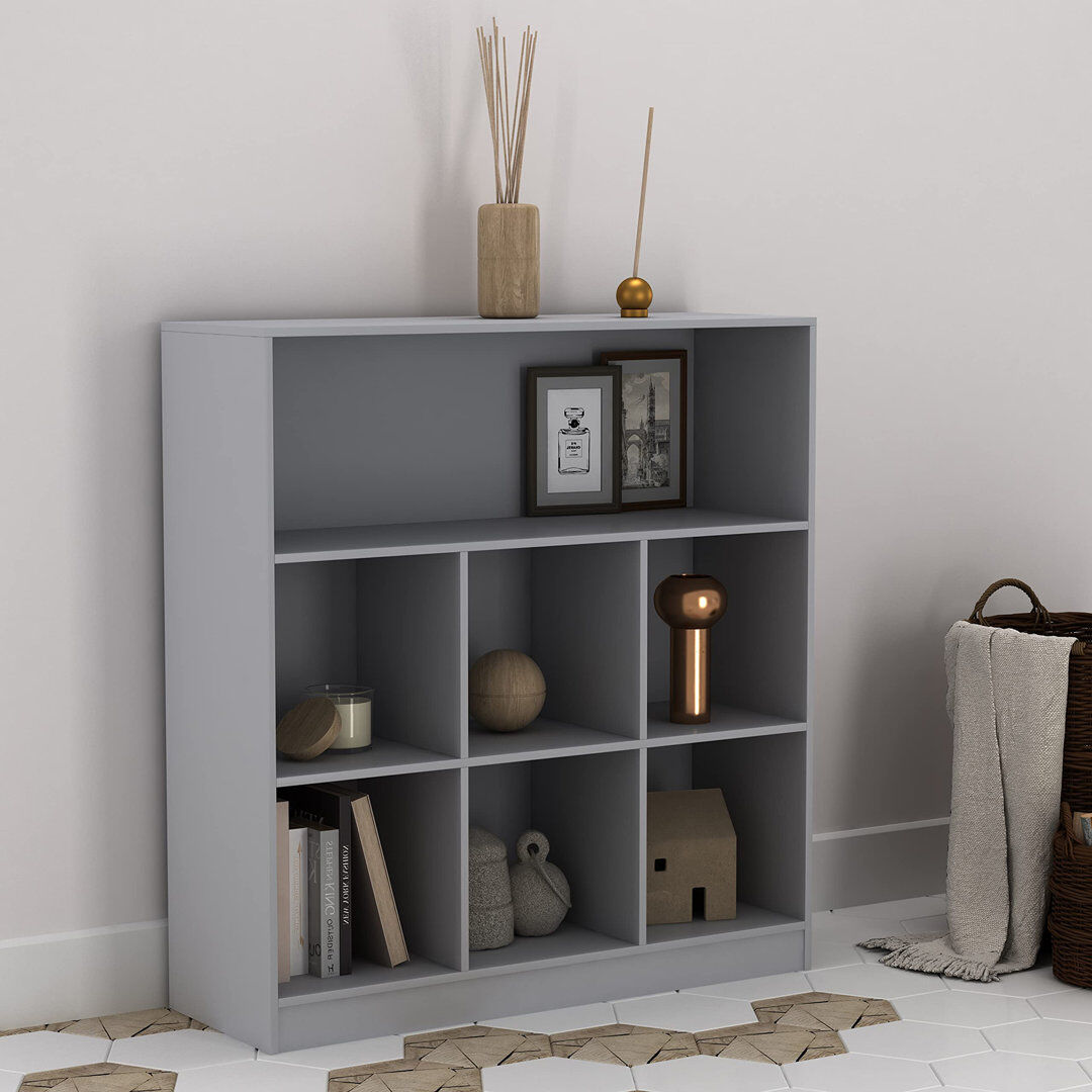 17 Stories Thorntown 94cm H x 88cm W Cube Bookcase Grey