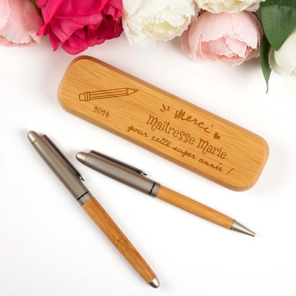 Ocadeau Coffret 2 stylos Maitresse