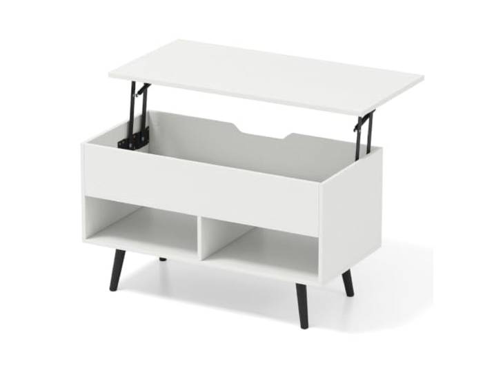 Helloshop26 Couchtisch, aufklappbar, 80 x 40 x 58 cm, mit versteckter Aufbewahrung, aus Kiefernholz, weiß, modernes Design, 20_0013798