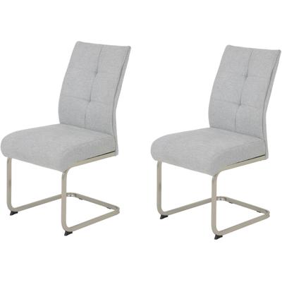 Freischwinger HELA "Ines", grau (edelstahloptik, grau), B:50cm T:66cm, Metall, Stoff, Stühle, Freischwinger, bequeme Sitzbreite und Federkern Polsterung