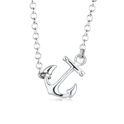 Kette mit Anhänger ELLI "Halskette Anker Maritim Hanseatisch 925 Silber" Gr. 45, silber, Halsketten, Damen, 45, ohne Stein, Silber 925 (Sterlingsilber)