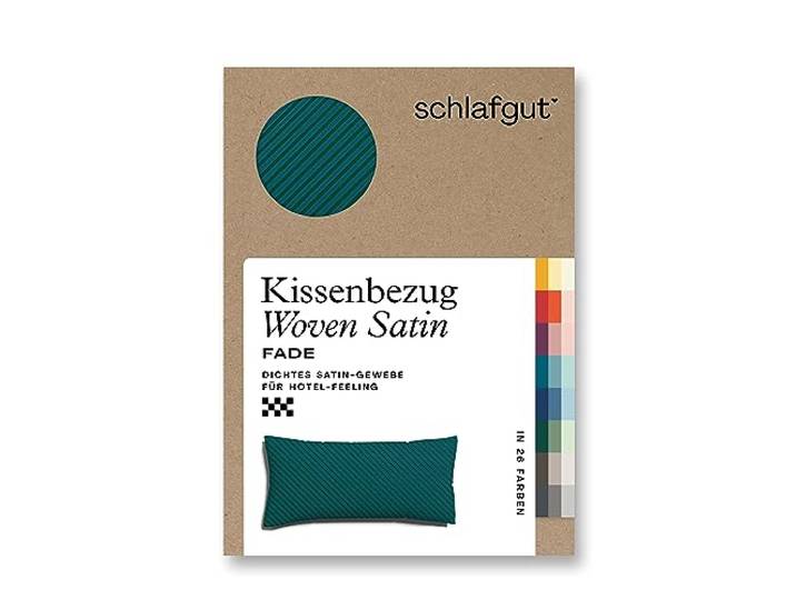 schlafgut Woven Fade Satin Kissenbezug 40x80 cm gestreift, Petrol Fade
