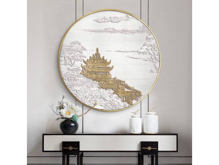 Nouveau Style chinois entrée LED peinture décorative décoration de la maison salon chambre circulaire salon de thé peinture murale lumière