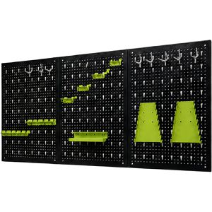 Trutzholm Werkzeugwand 33486, 3-teilig, schwarz, aus Metall, mit 17 Werkzeughaltern, Schlüssellochung, 120 x 60 cm