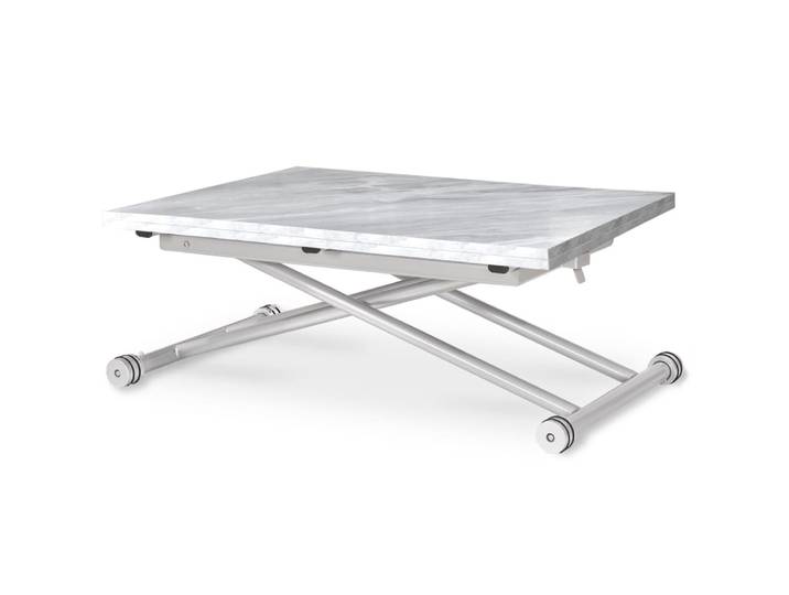 Table basse relevable effet marbre