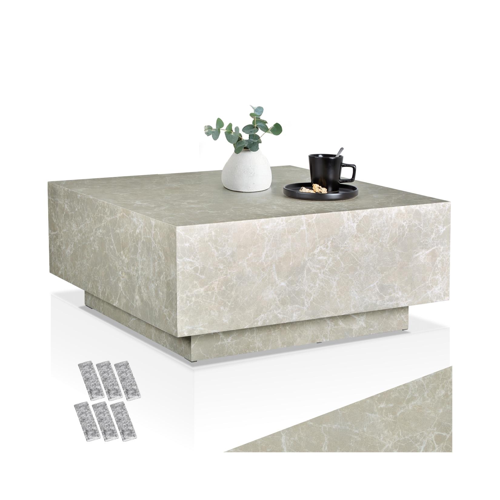 tectake® Couchtisch, minimalistisches Design, solider Standfuß für hohe Stabilität, inkl. Bodenschoner, Belastbarkeit 45 kg