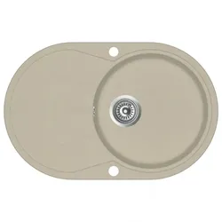 Granitspüle Einzelbecken Oval 2 | vidaXL : Farbe - Beige