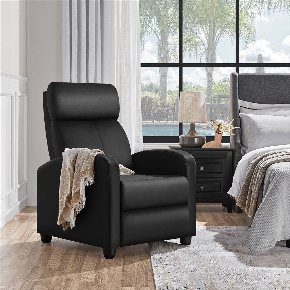 Yaheetech Manual Glider Recliner Armchair with 3 Relaxation Modes Black 99.5cm H X 67cm W X 85cm D