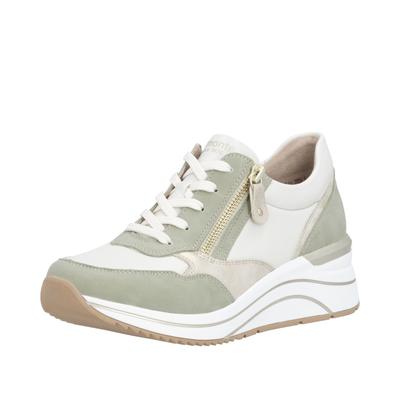 Keilsneaker REMONTE, Damen, Gr. 42, Textil, grün (muschel, salbei), Lederimitat, kontrastfarbene Details, Schuhe Sneaker, Freizeitschuh, Halbschuh, Schnürschuh, vegane Verarbeitung