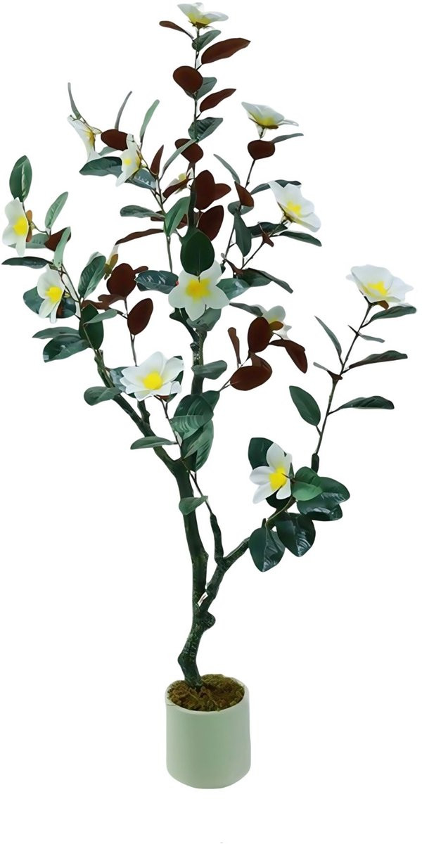 Happiq Kunstmatige Magnolia Boom met Bloeiende Bloemen - Groen - Hoogte: 180 cm