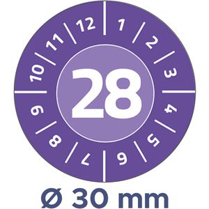 Zweckform Prüfplaketten 6946, mit Jahreszahl 2028, lila, Ø 30 mm, abziehsicher, 80 Stück