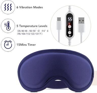 Uplift Picks USB Heated Vibration Eye Mask For Sleep And Travel a plug In (5 V)