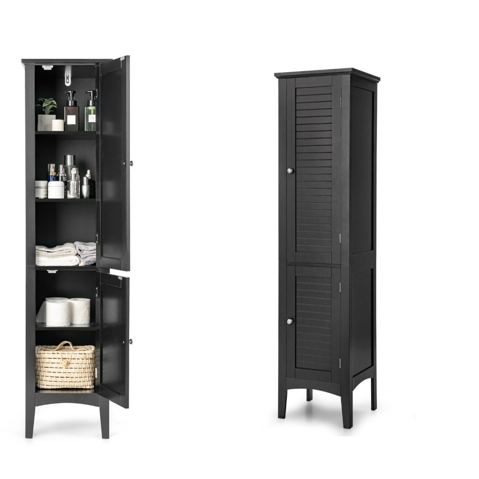 Set van 2 Costway opbergmeubels met 5 niveaus voor badkamer, keuken of woonkamer, zwart