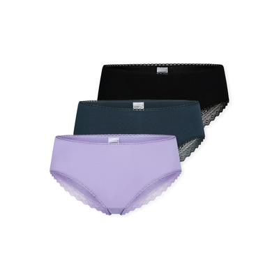 Brasilslip SCHIESSER "Modern Multipacks", Damen, Gr. 46, Single Jersey, lila (919, sonstige), Single Jersey, Obermaterial: 95% Baumwolle, 5% Elasthan, körpernah, Unterhosen, Spitzenbänder, Single-Jersey, Baumwollmischung