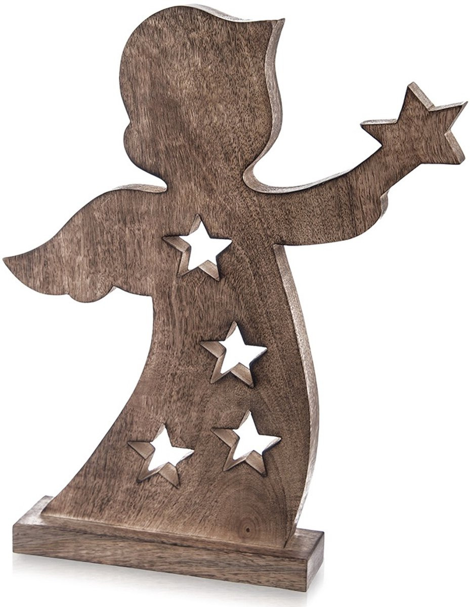 Mango Houten Kerstengel Decoratief Beeldje Orion 43 cm