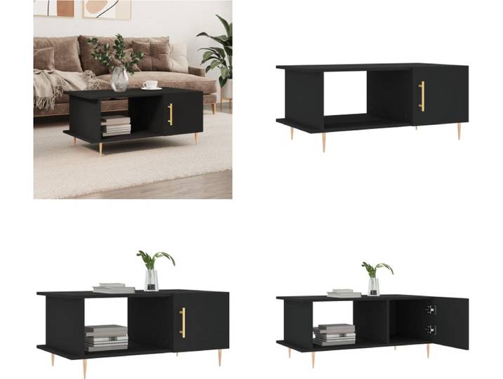 vidaXL - Salontafel - 90x50x40 - cm - bewerkt - hout - zwart