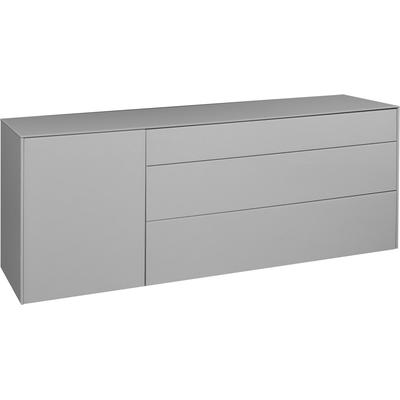 Lowboard MÄUSBACHER "Imola", grau (kreidegrau matt lack, glas kreidegrau glanz), B:169cm H:42cm, Sideboards, Lowboard, Mäusbacher Lowboard, mit Glasfront und Glasoberplatte, 1 Schublade