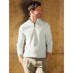 emilio adani Herren Stehkragen-Pullover mit Reißverschluss Grau regular uni Stehkragen - S