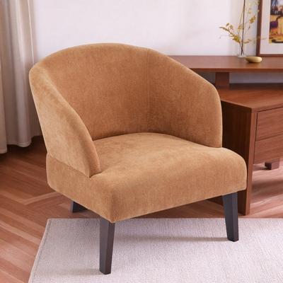 "27.5"" Polyester Modern Accent Chair with Round Back and Wooden Legs and Mid-Century Inspired Design"