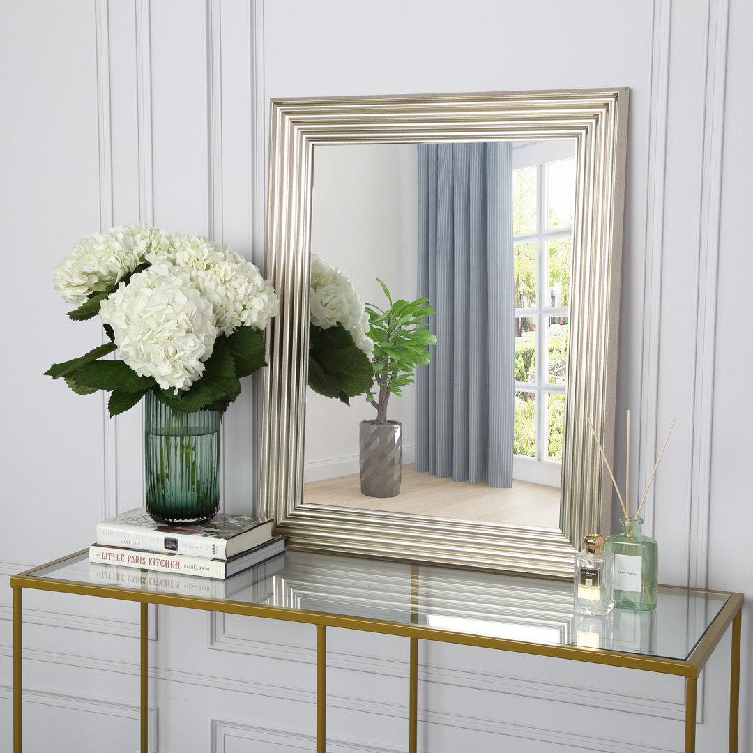 Rosalind Wheeler Dianella Plastic Flat Mirror Silver 76cm H x 61cm W
