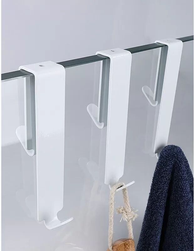 INF 2er-Set Doppelseitige Rahmenlose Haken - Ideal für Duschtüren & Badezimmer Weiß