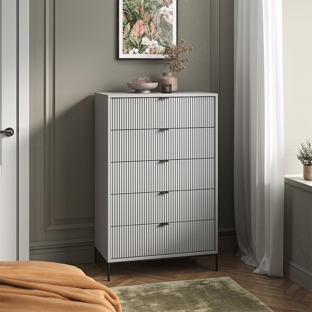 Vicco Commode avec tiroirs, gris 46 x 120cm Gris 76x120x42cm